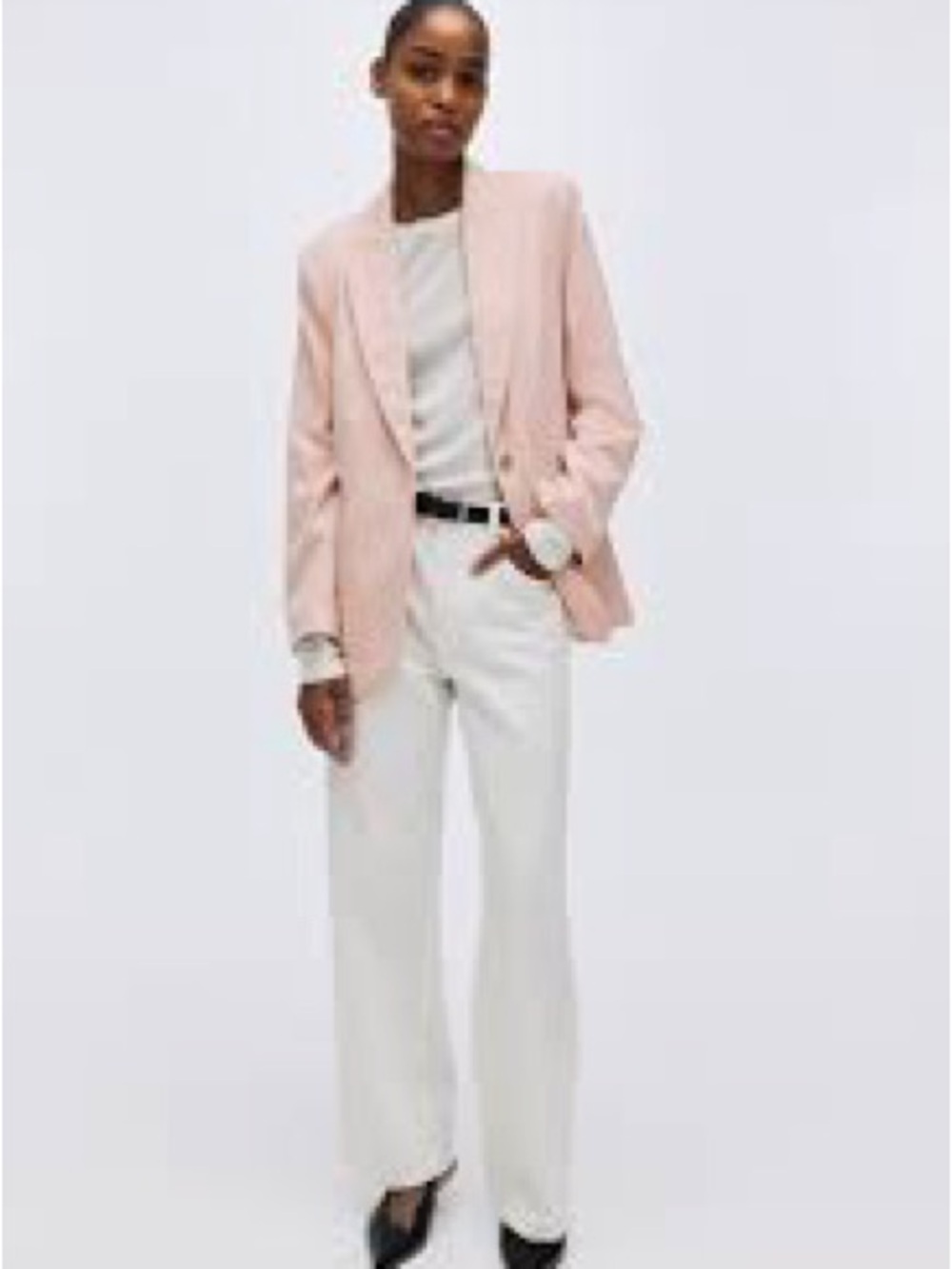 H&M Women's Pale Pink Open-Front Blazer